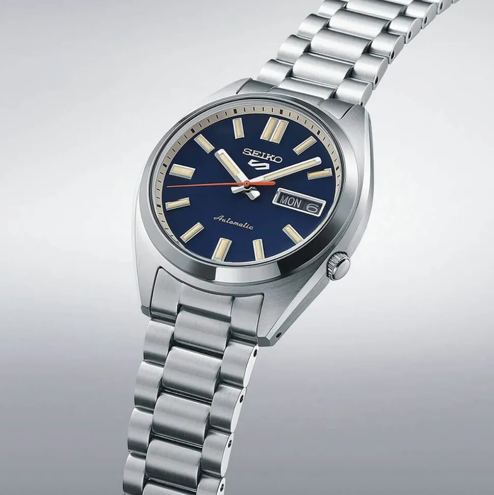 Seiko 5 Sports SNXS ReInterpretation 37mm Blue Dial Steel Bracelet Watch