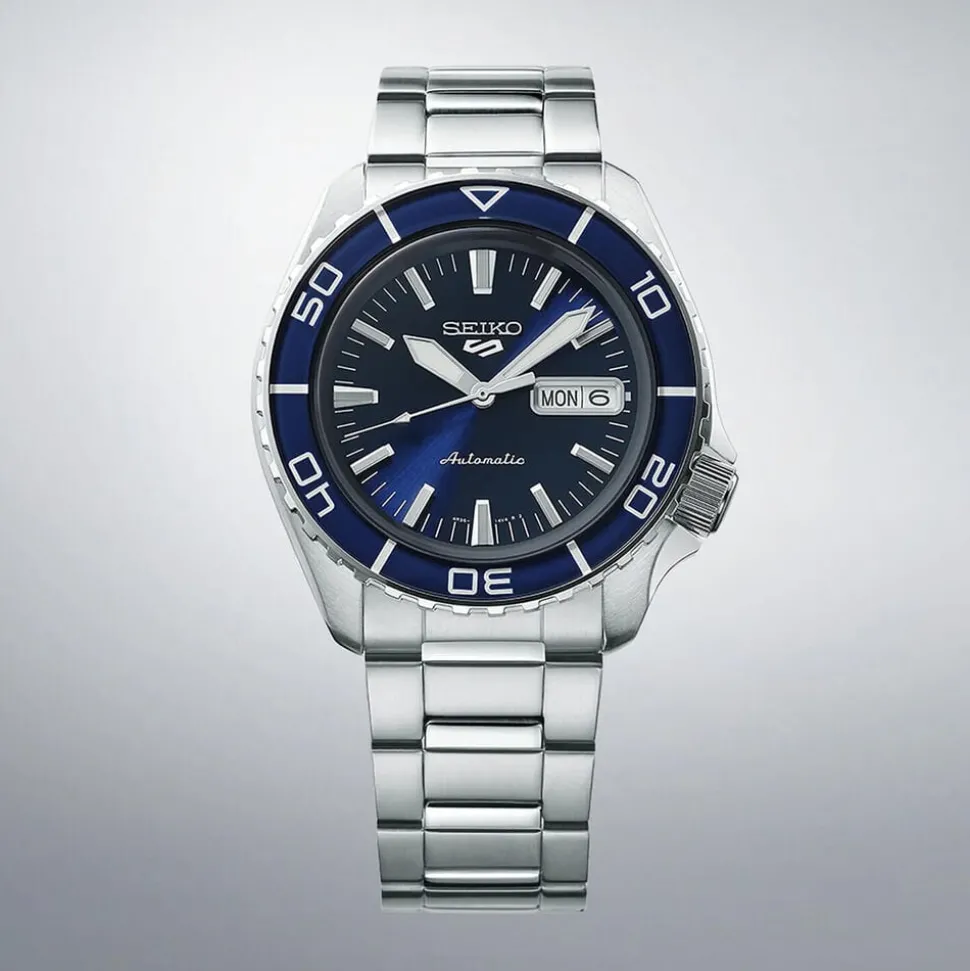 Seiko 5 Sports SNZH ReInterpretation Bluetone Redux 42.5mm Blue Dial Steel Bracelet Watch