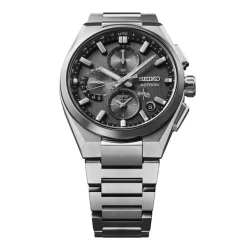 Seiko Astron GPS Solar 5X Dual-Time Chronograph Celestial Grey Dial Titanium Bracelet Watch