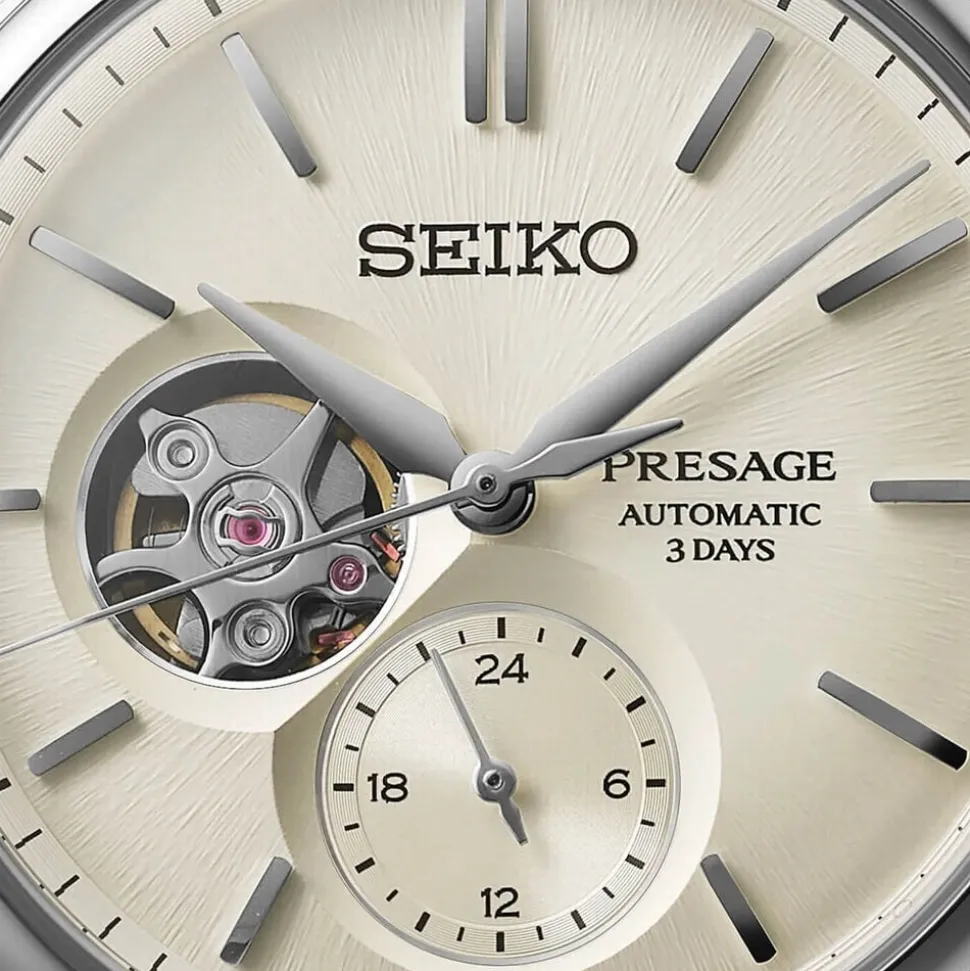 Seiko Presage Classic Series 'Shiro-iro' Open Heart 40mm White Dial Steel Bracelet Watch