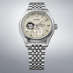 Seiko Presage Classic Series 'Shiro-iro' Open Heart 40mm White Dial Steel Bracelet Watch