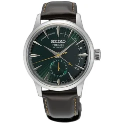 Seiko Presage Cocktail Time ‘Mockingbird’ 40.5mm Green Dial Brown Strap Watch