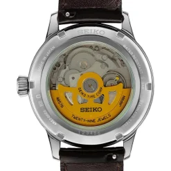 Seiko Presage Cocktail Time &lsquo;Mockingbird&rsquo; 40.5mm Green Dial Brown Strap Watch