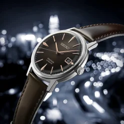 Seiko Presage Cocktail Time: &ldquo;The Irish Coffee&rdquo;39.5mm Brown Dial Leather Strap Watch