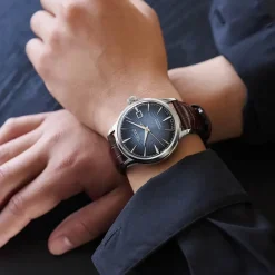 Seiko Presage Cocktail Time "Blue Moon" 40.5mm Blue Dial Brown Strap Watch