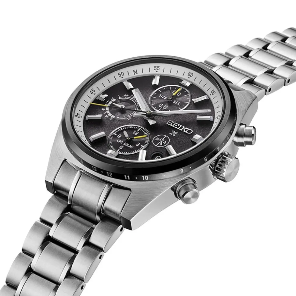 Seiko Prospex GPS Solar Chronograph Speedtimer 42mm Black Dial Stainless Steel Bracelet Watch