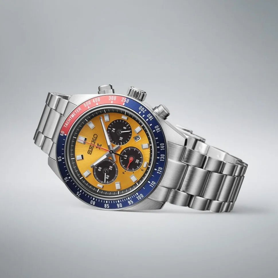 Seiko Prospex 'Pogue' Solar Chronograph 1969 Re-interpretation 41mm Orange Dial Bracelet Watch