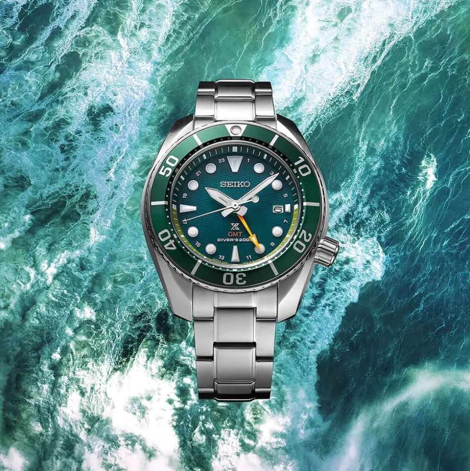 Seiko Prospex Seascape 'SUMO' Solar GMT Diver 45mm Green Dial Watch