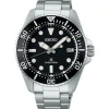 Seiko Prospex Solar Diver&rsquo;s 41mm Pure Black Dial & Bezel Stainless Steel Bracelet Watch