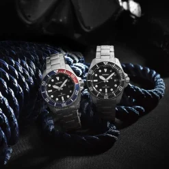 Seiko Prospex Solar Diver’s 41mm Blue Dial Red & Blue Bezel Stainless Steel Bracelet Watch
