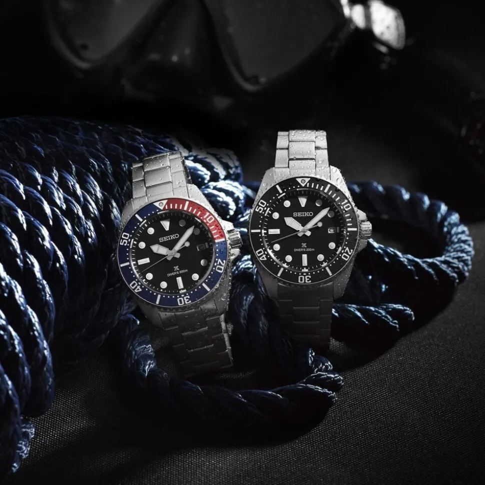 Seiko Prospex Solar Diver’s 41mm Blue Dial Red & Blue Bezel Stainless Steel Bracelet Watch