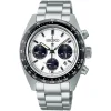 Seiko Prospex Speedtimer Solar 39mm Chronograph White Dial Steel Case Bracelet Watch