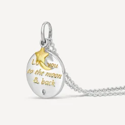 Silver & Gold-plated Cubic Zirconia 'Love You To The Moon & Back' Pendant (Chain Included)