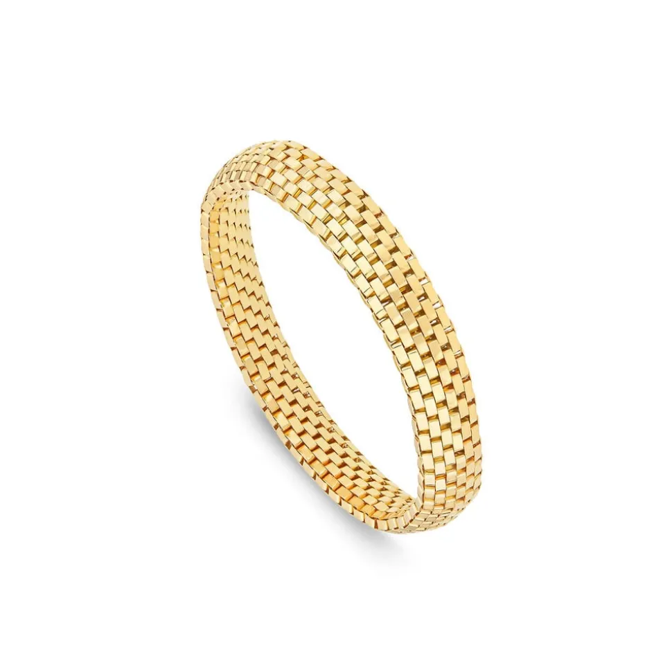 Silver & Yellow Gold Plated Wide Woven Brick Link Bracelet
