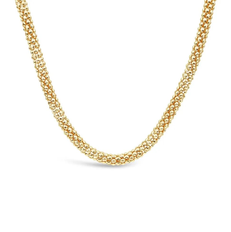 Silver & Yellow Gold Plated Popcorn Tube Necklet