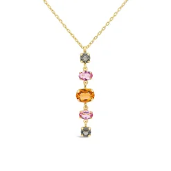 Silver & Yellow Gold Plated Coloured Stones Drop Pendant