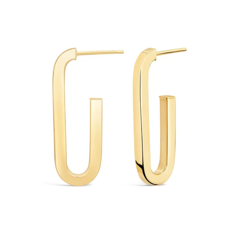 Silver & Yellow Gold Plated "J" Shaped Hoop Earrings