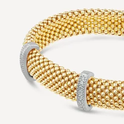 Silver & Yellow Gold Plated Heavy Weight Popcorn Bangle