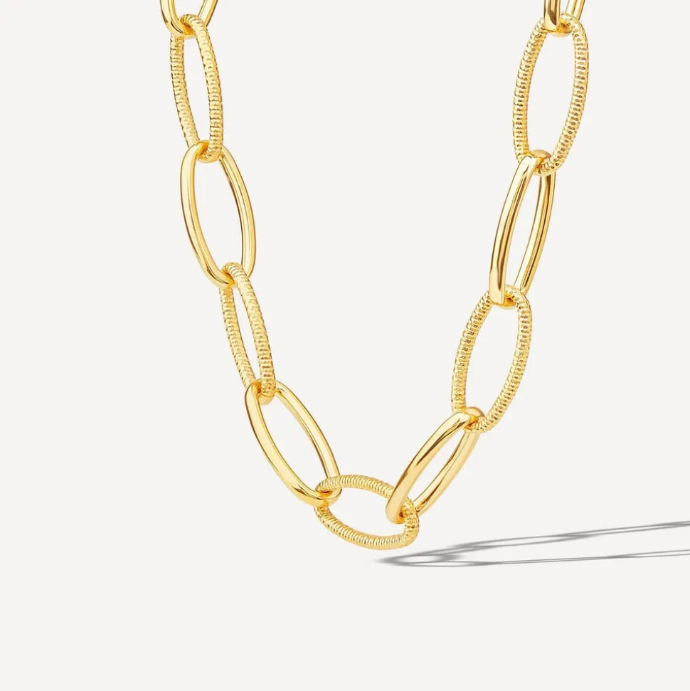 Silver & Yellow Gold Plated Open Curb Link Necklet