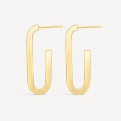Silver & Yellow Gold Plated "J" Shaped Hoop Earrings