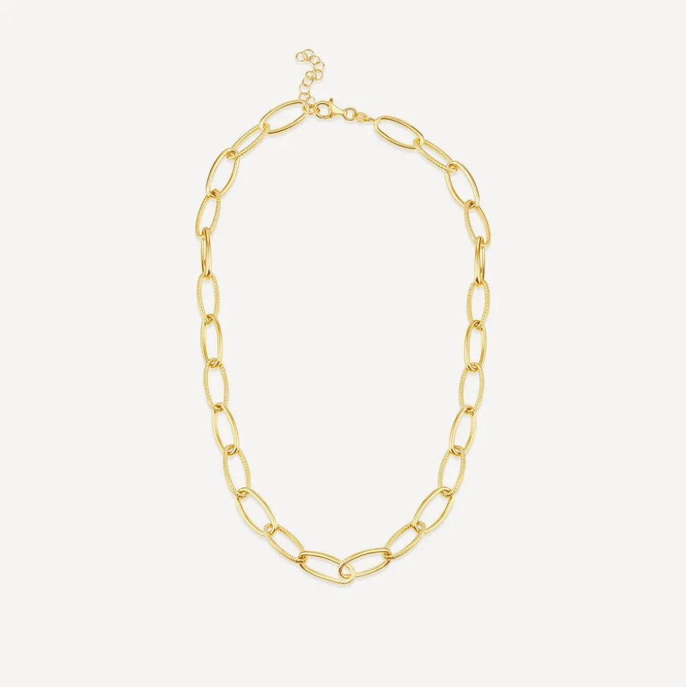 Silver & Yellow Gold Plated Open Curb Link Necklet