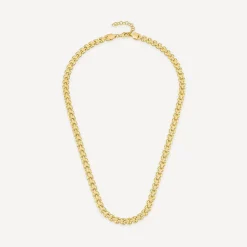 Silver & Yellow Gold Plated Brick Link Necklet