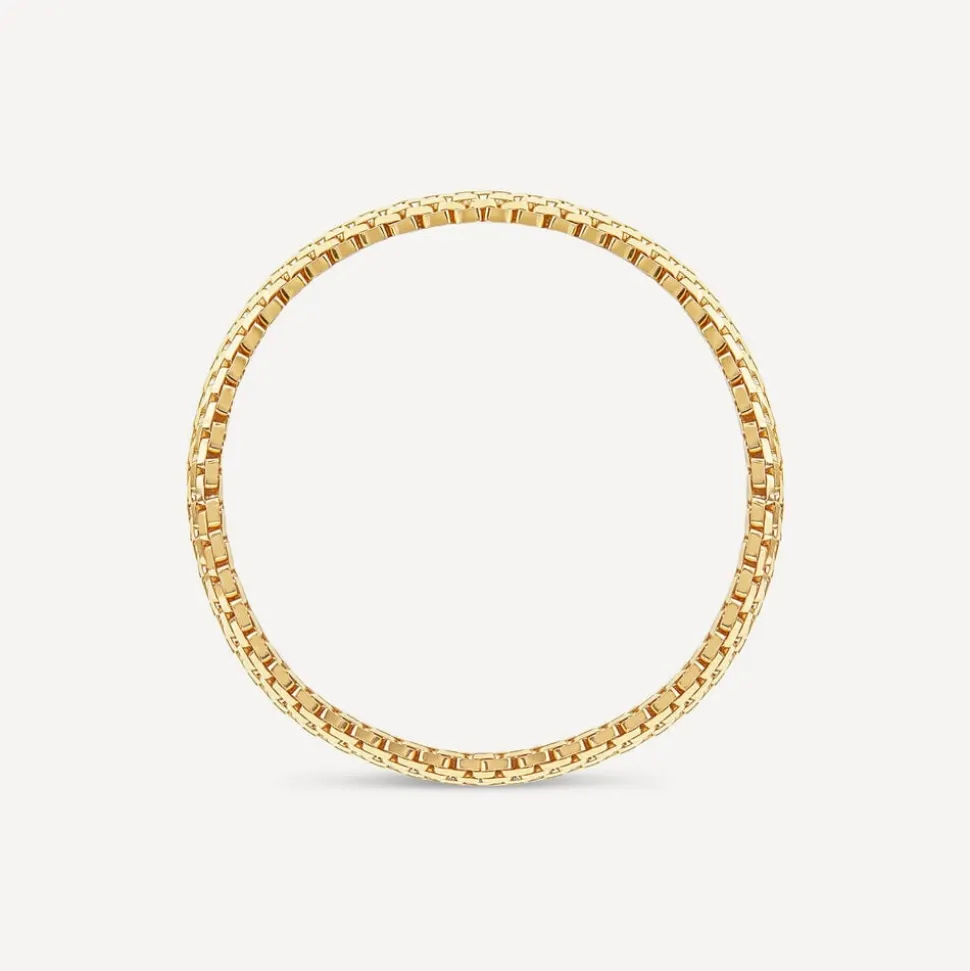 Silver & Yellow Gold Plated Wide Woven Brick Link Bracelet