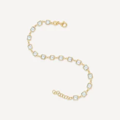 Silver & Yellow Gold Plated Rectangle Cubic Zirconia Series Bracelet
