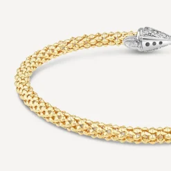 Silver & Yellow Gold Plated Popcorn Cubic Zirconia Cone Bangle