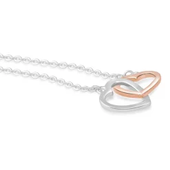 Silver and Rose Gold-Plated Interlocking Hearts Necklace