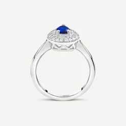 Silver Blue and White Cubic Zirconia Pear-Shaped Ring