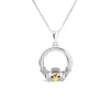 Silver Claddagh 10ct Yellow Gold Heart Pendant