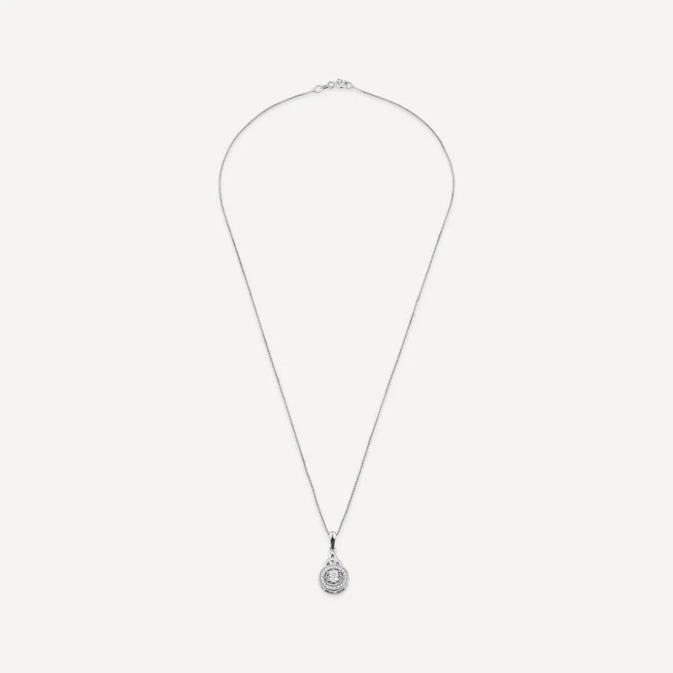Silver Cluster Cubic Zirconia Trinity Knot Round Pendant
