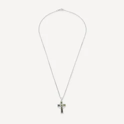 Silver Connemara Marble Cross Pendant