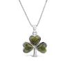 Silver Connemara Marble Shamrock Pendant