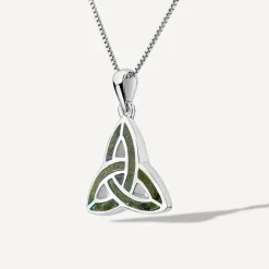 Silver Connemara Marble Trinity Knot Pendant