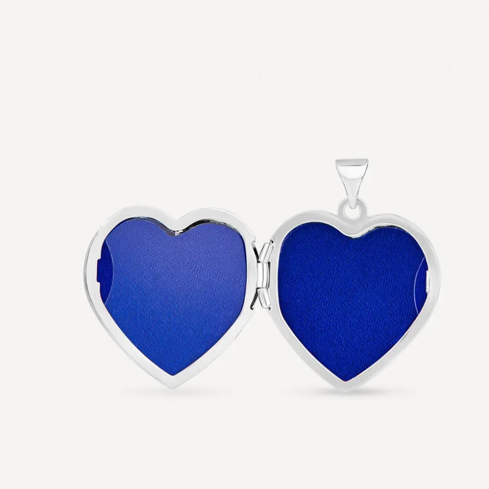 Silver crystal heart locket (Chain Included)