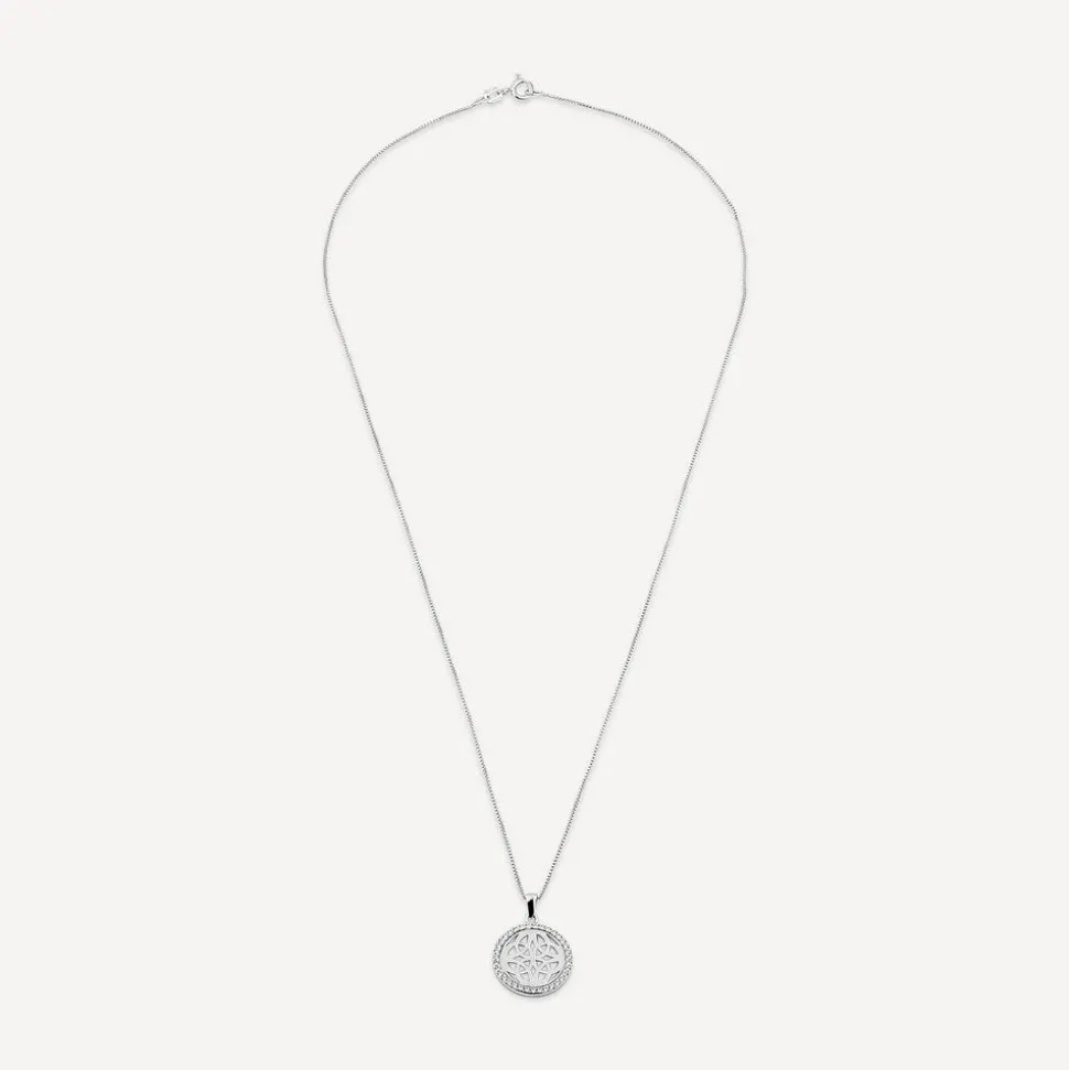 Silver Cubic Zirconia Celtic Knot Round Pendant