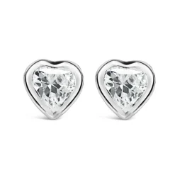 Silver cubic zirconia heart stud earrings