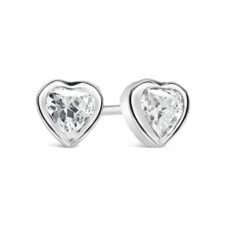 Silver cubic zirconia heart stud earrings