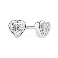 Silver cubic zirconia heart stud earrings