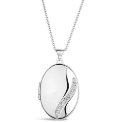 Silver cubic zirconia locket (Chain Included)