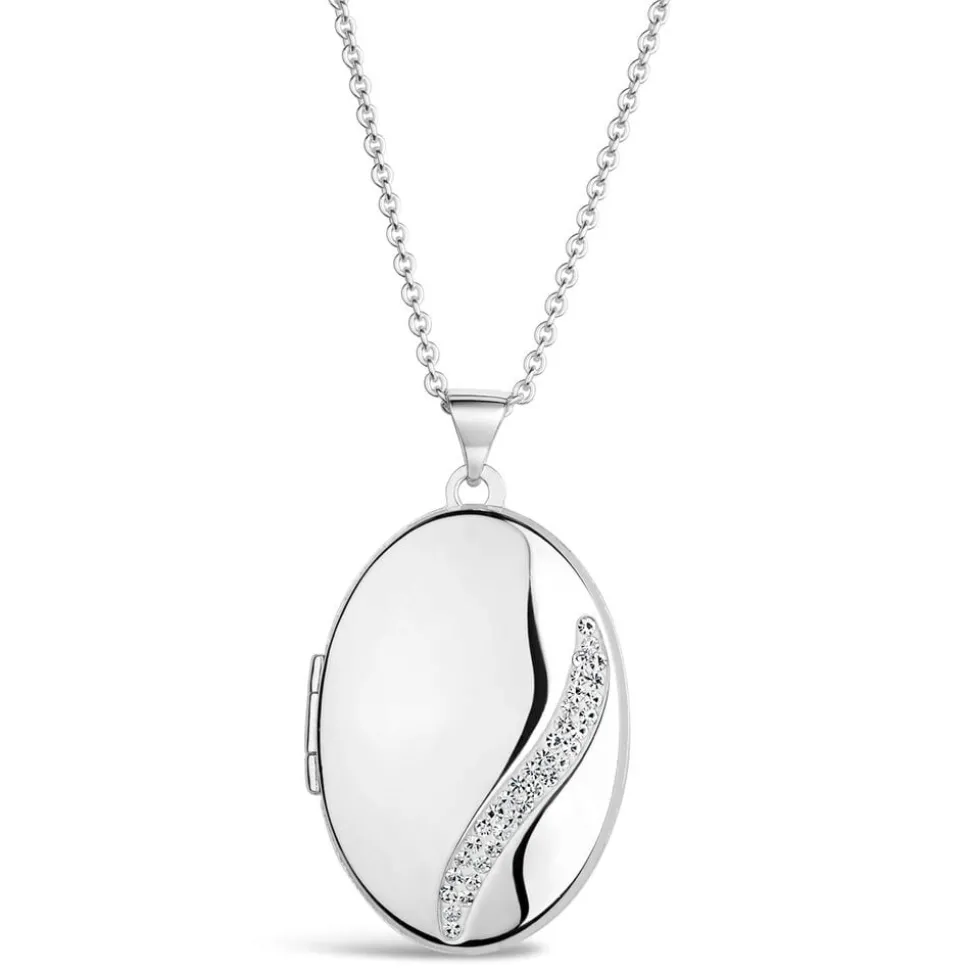 Silver cubic zirconia locket (Chain Included)