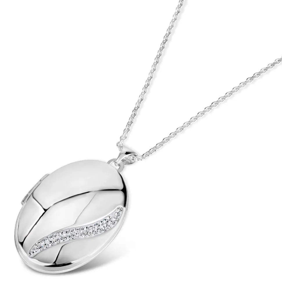 Silver cubic zirconia locket (Chain Included)