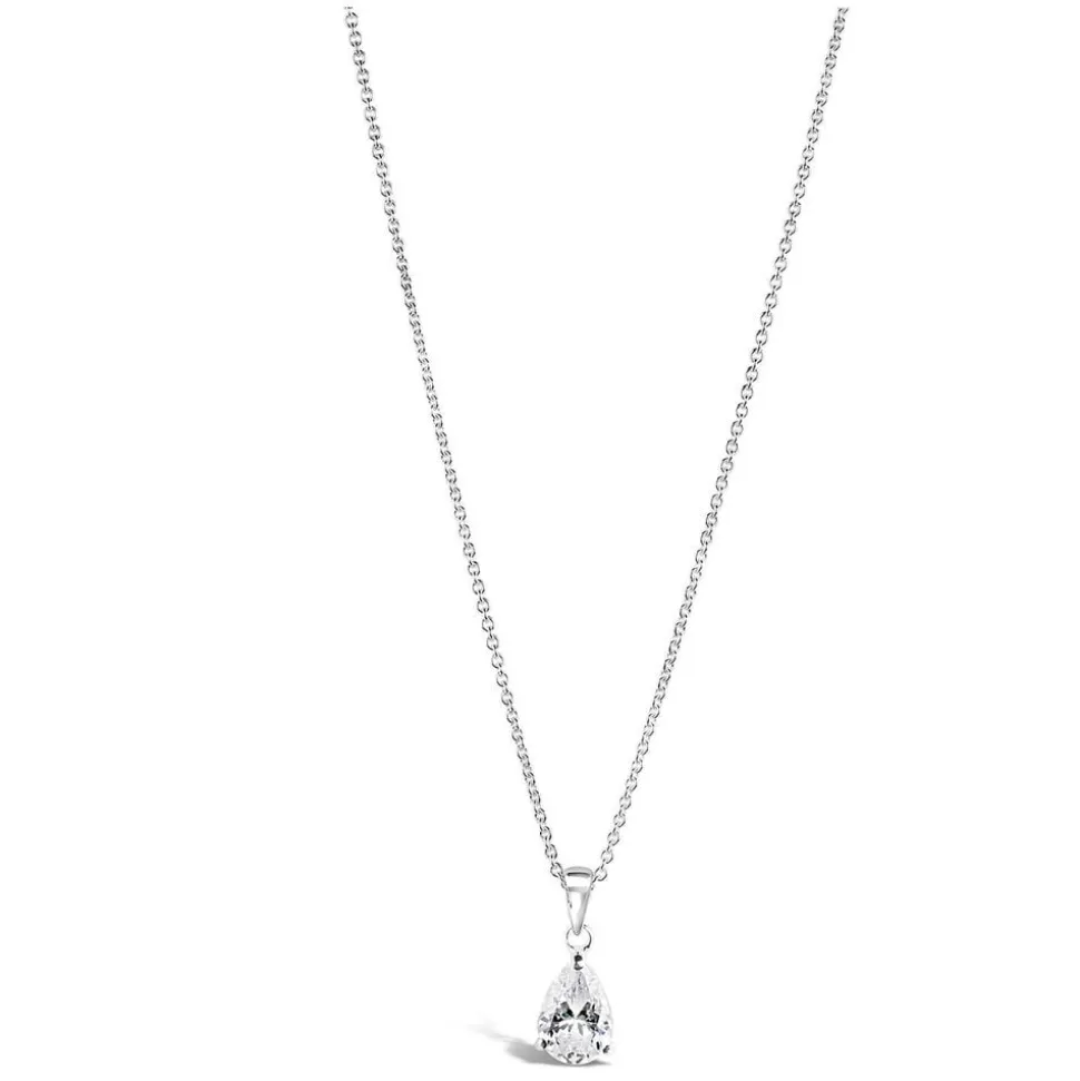Silver cubic zirconia teardrop pendant (Chain Included)