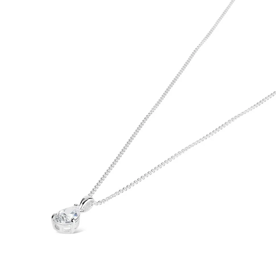 Silver cubic zirconia teardrop pendant (Chain Included)