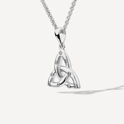 Silver Flush Set Cubic Zirconia Small Trinity Knot Pendant