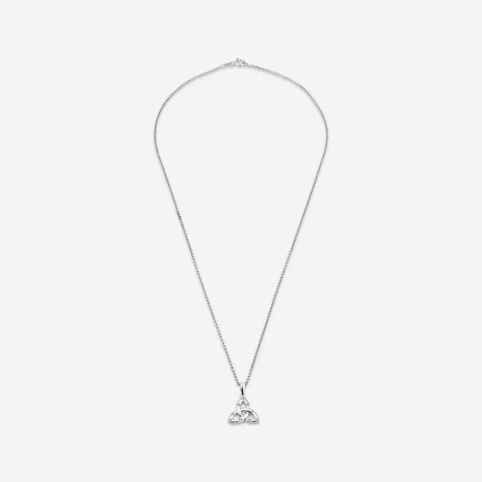 Silver Flush Set Cubic Zirconia Small Trinity Knot Pendant