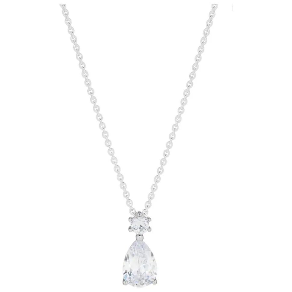 Silver Pear Cubic Zirconia Drop Pendant (Chain Included)