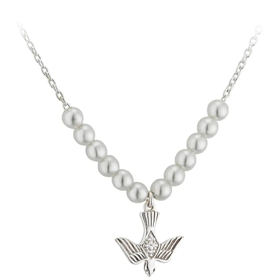 Silver Plated and Pearl Confirmation Chain (Chain Included)